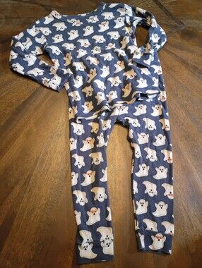Baby Gap Organic Cotton Halloween Ghost Pajama Set Toddler Size 2 Years Blue